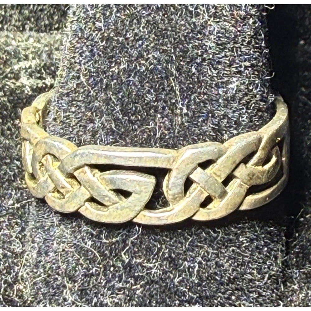 925 Sterling Silver Celtic Knot Band Ring Mens Size 8.5 Braided Eternity Knot